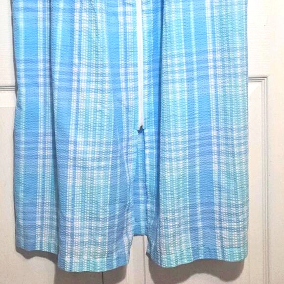 Miss Elaine Seersucker Long Robe Blue Plaid Floral Medium Loungewear Nightgown‎ - Picture 7 of 10